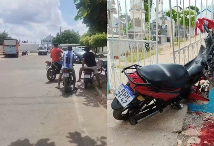 Motociclista morre após colisão contra portão de cemitério no Oeste do RN