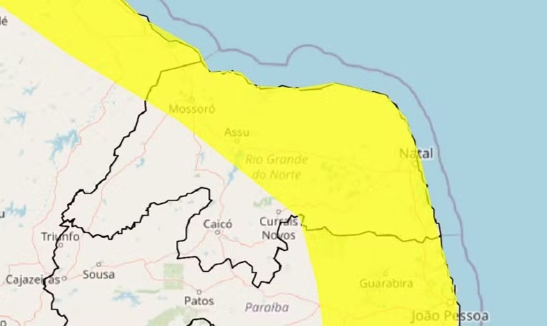 Inmet alerta para chuvas intensas em Natal e outras 102 cidades do RN; veja lista