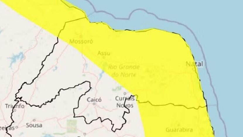 Inmet emite alerta de chuvas intensas para 103 cidades do RN, incluindo Natal
