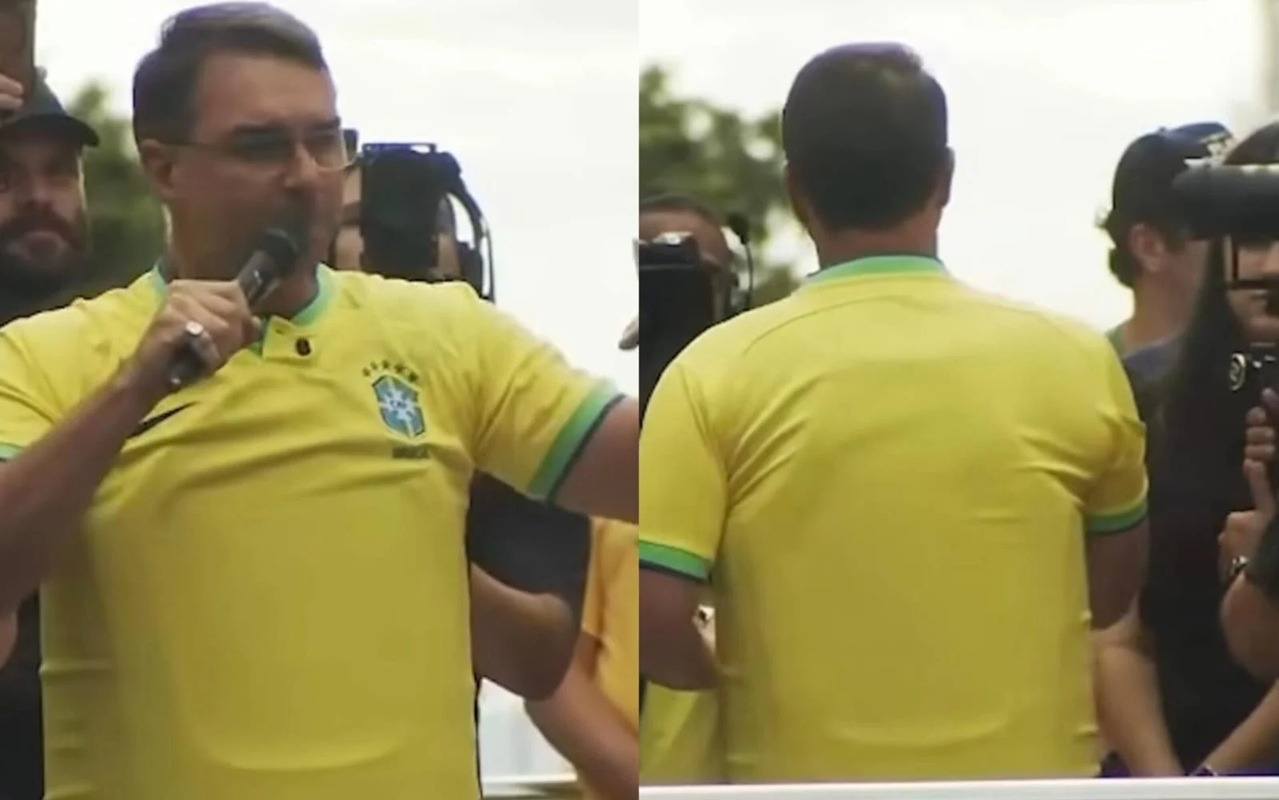 Flávio Bolsonaro usou colete à prova de balas em ato na Avenida Paulista