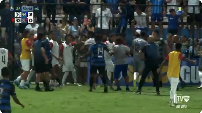 VÍDEO: Jogo entre QFC X Santa Cruz termina em pancadaria geral; ASSISTA