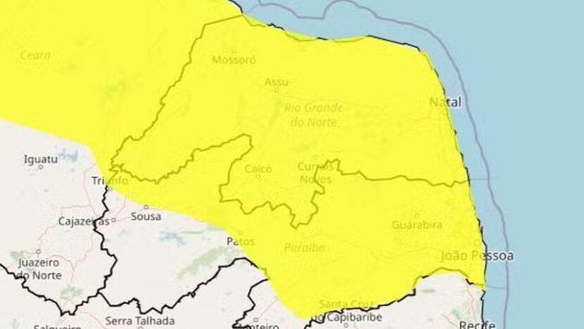Inmet alerta para chuvas intensas em todas as cidades do Rio Grande do Norte