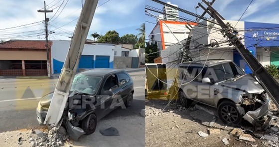 Dois acidentes com motoristas derrubando postes são registrados na manhã deste domingo em Natal; VEJA IMAGENS