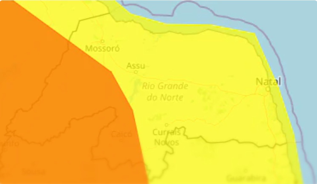 Inmet alerta para chuvas intensas em todo o RN nesta terça-feira