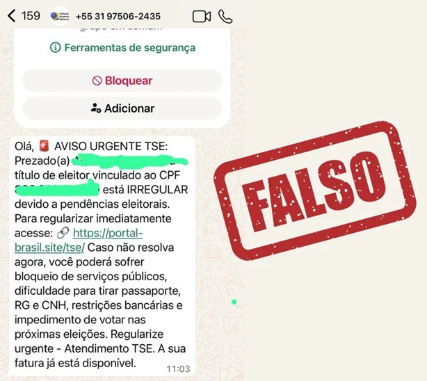 TSE alerta para golpe com falsas cobranças para regularização eleitoral