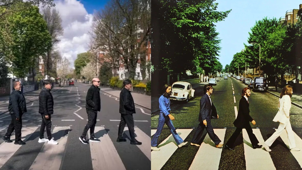 Banda Grafith recria foto clássica dos Beatles em viagem pela Europa