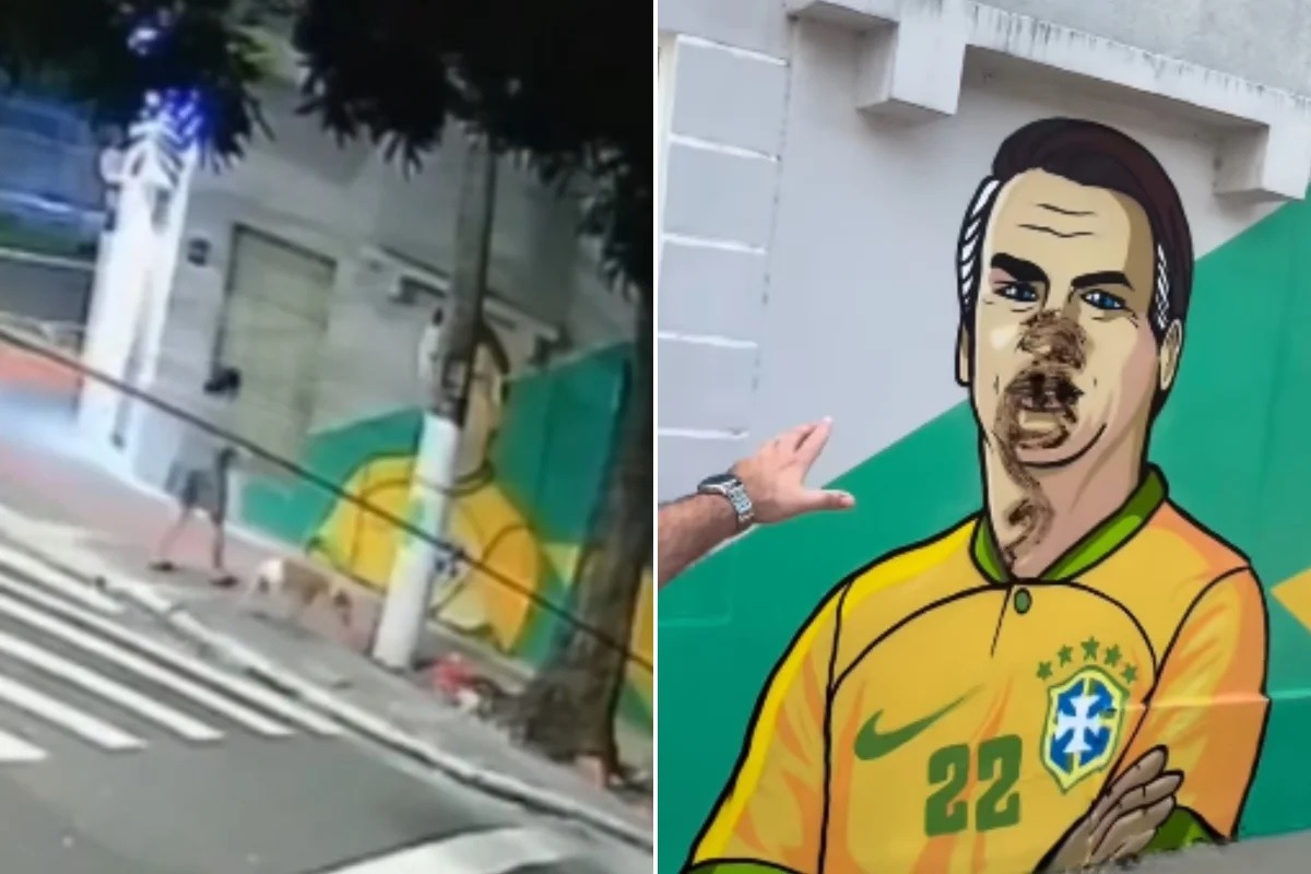 [VÍDEO] Mulher é flagrada esfregando cocô de cachorro em imagem de Bolsonaro; assista