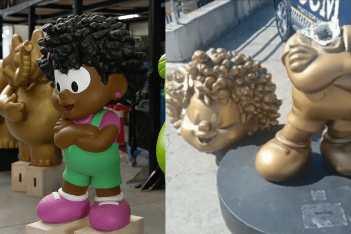 Estátua de Milena, personagem negra da Turma da Mônica, é vandalizada