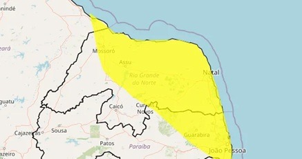 Inmet publica alerta de chuva para Natal e mais 108 municípios do RN nesta terça; confira