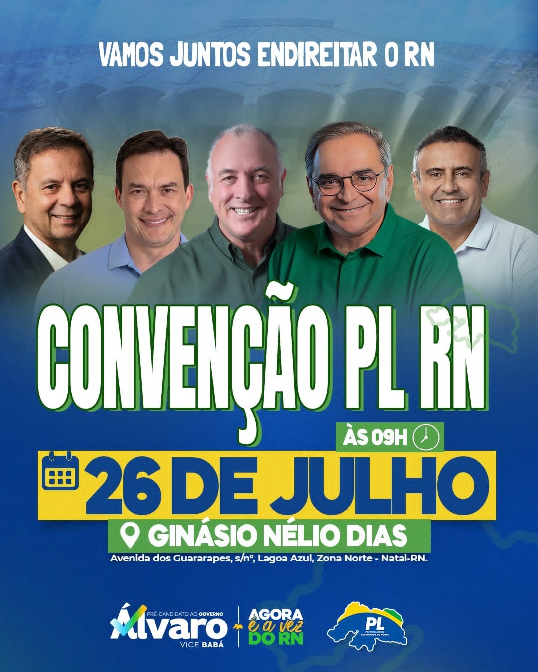 PL-RN realiza convenção neste domingo e oficializa chapa com Álvaro e Babá para o Governo e Coronel Hélio ao Senado