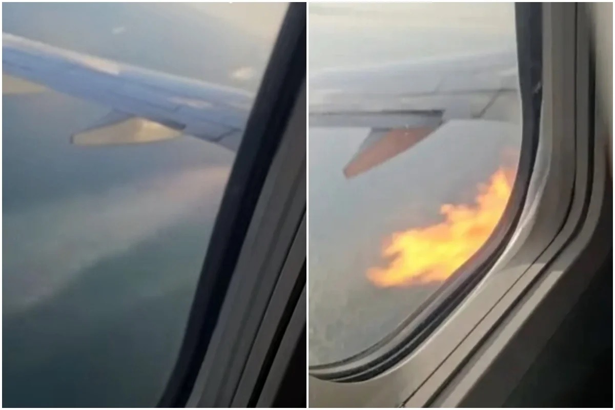 Avião faz pouso forçado após se chocar com pássaros e motor pegar fogo