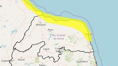 Natal e mais 32 cidades do RN estão sob alerta de vendaval nesta quinta-feira; veja lista