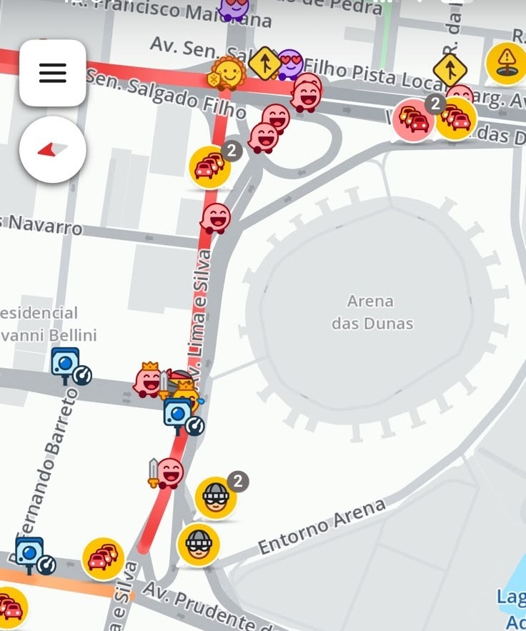 “Efeito Lula”: GPS aponta “área perigosa” no entorno da Arena das Dunas durante ato do presidente do PT