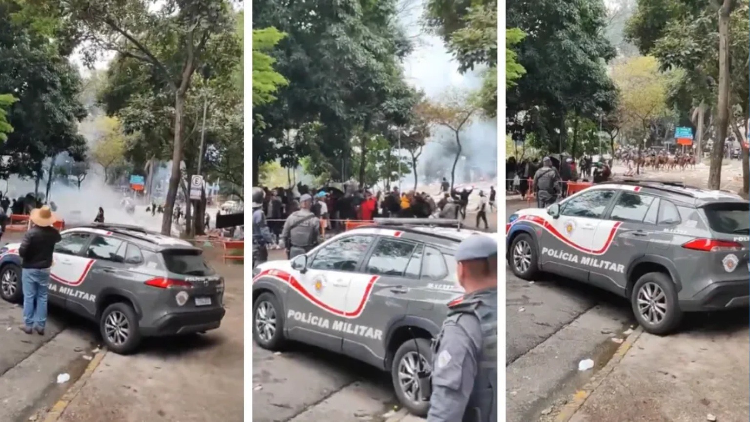 VÍDEO: PM usa gás contra manifestantes perto da Paulista antes de ato de Flávio Bolsonaro