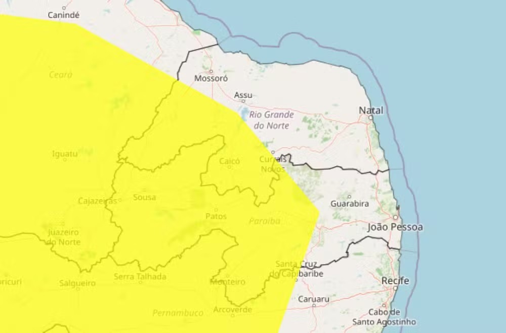 Inmet alerta para baixa umidade em 71 municípios do RN até terça-feira (22); veja cuidados