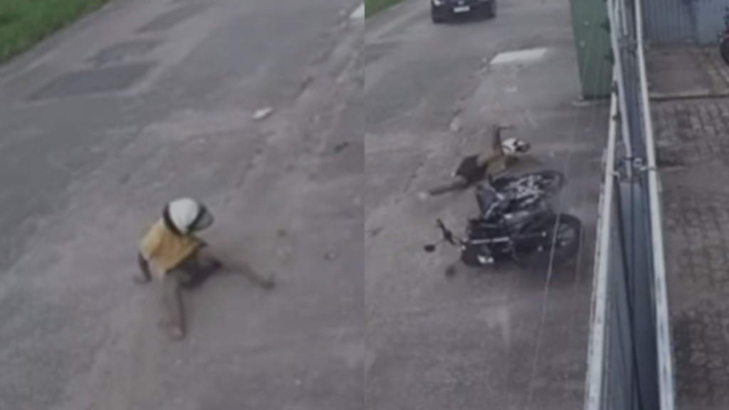 VÍDEO: Homem rouba moto, cai durante fuga e é preso em hospital de Parnamirim