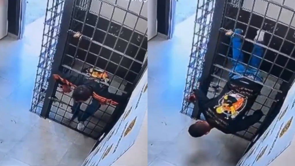 VÍDEO: Preso se espreme entre barras de cela e foge de delegacia
