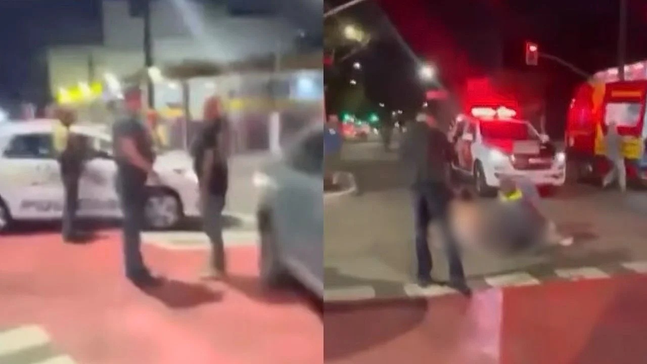 Policial atropela mãe e filhos na faixa de pedestres e tenta fugir
