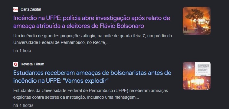 Portais de esquerda relacionam incêndio na UFPE a Flávio Bolsonaro