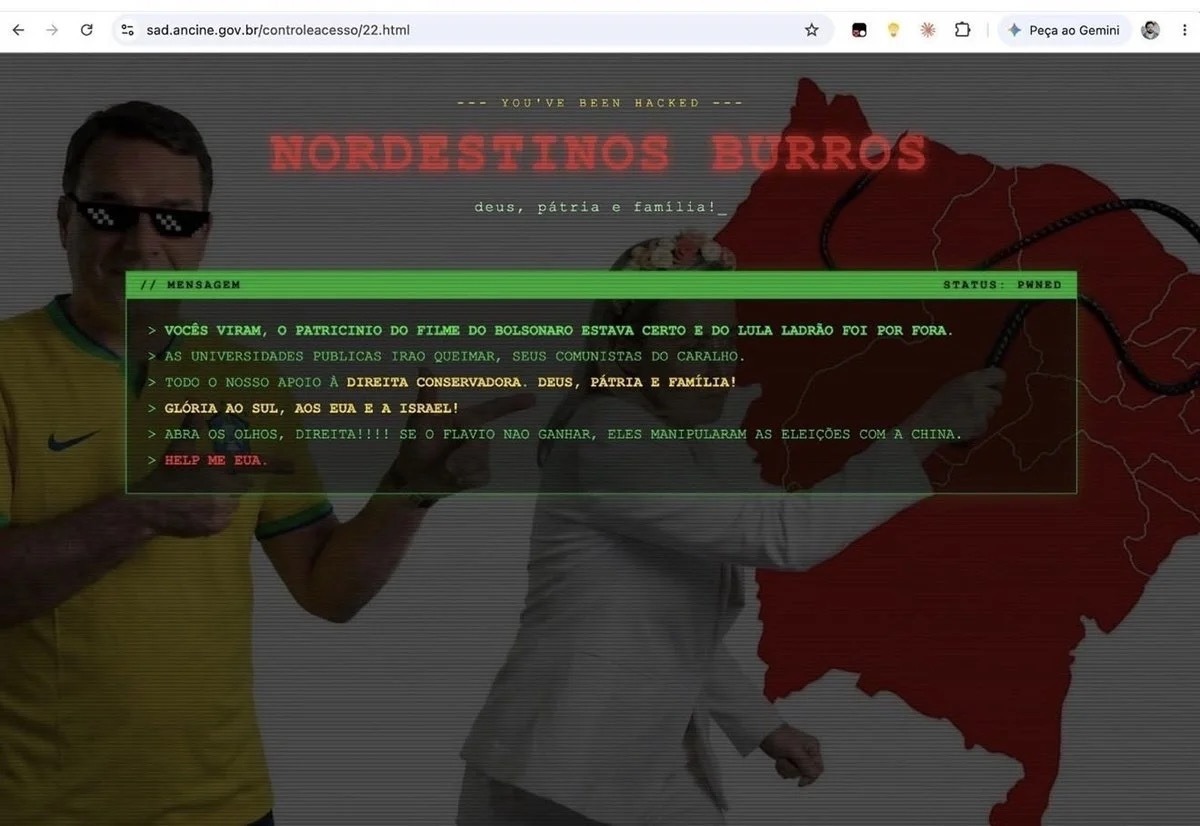 Site da Ancine é invadido e exibe mensagem contra nordestinos
