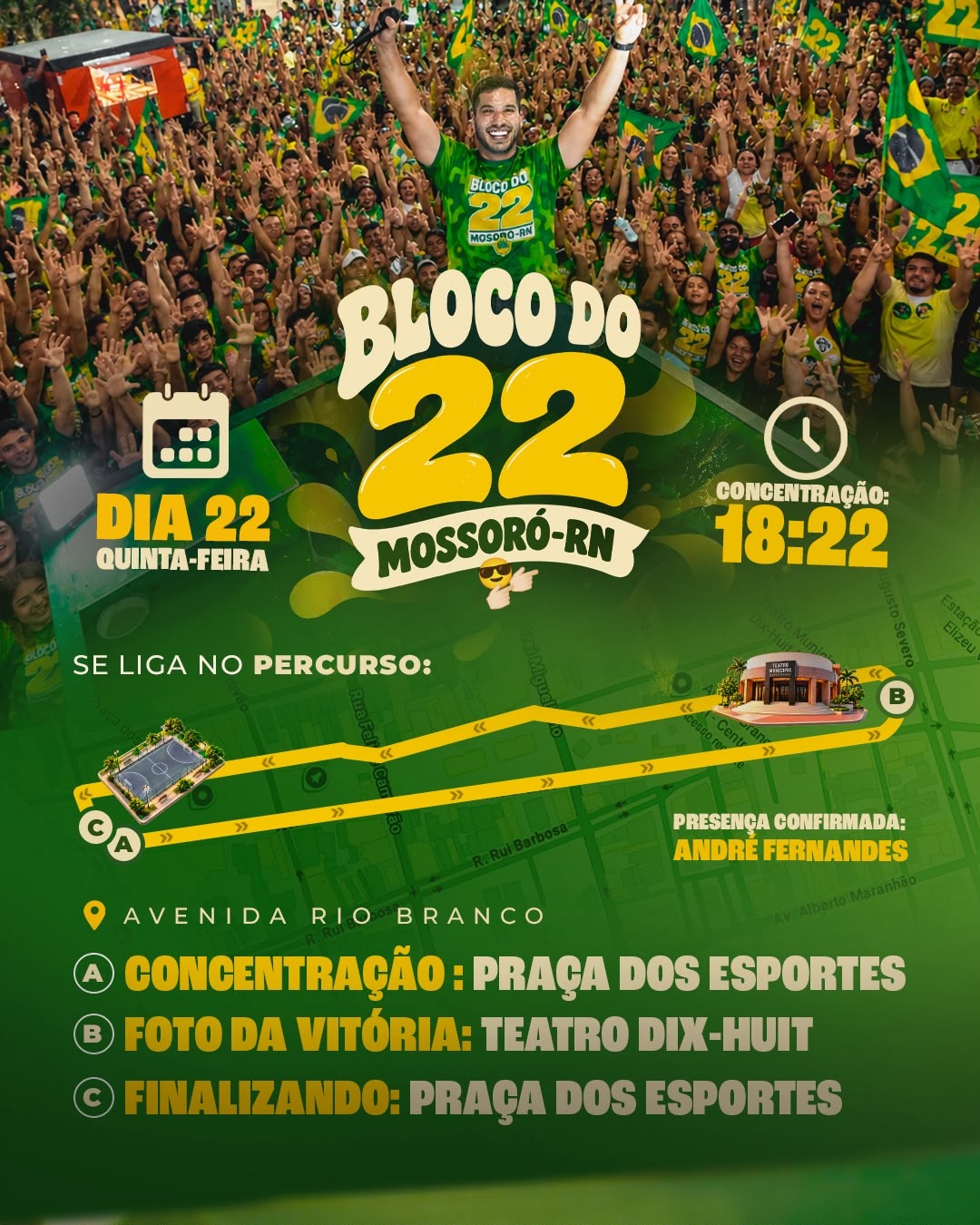 André Fernandes traz o Bloco do 22 para Mossoró nesta quinta-feira
