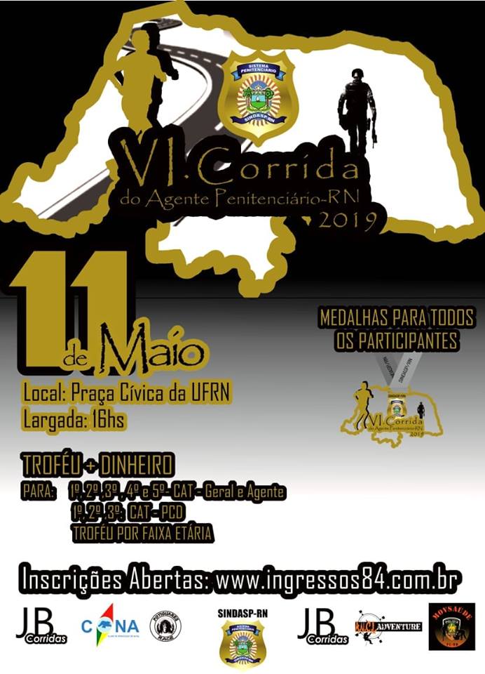 VI Corrida do Agente Penitenciário será no dia 11 de maio