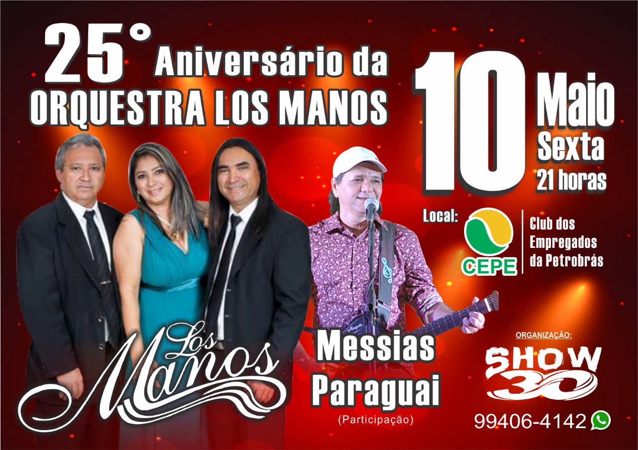 Orquestra Los Manos comemora 25 anos com grande baile dia 10 de maio