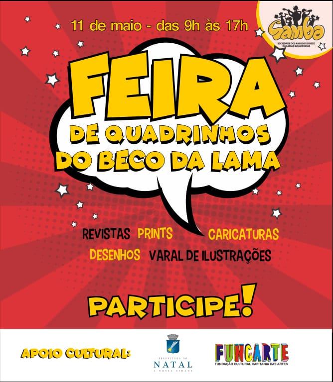 Feira de Quadrinhos será realizado no Beco da Lama neste sábado