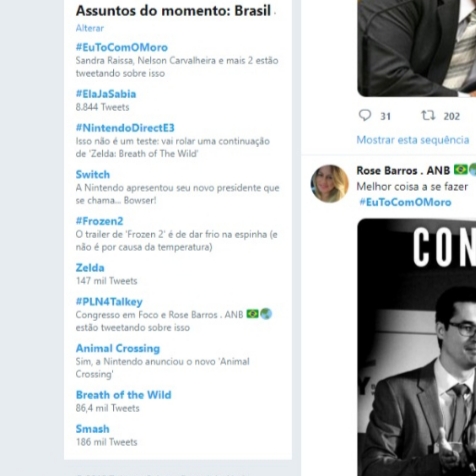 "#EuToComMoro" lidera trend topics do Brasil