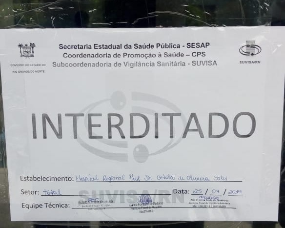 Governo Fátima interdita Hospital Regional de Canguaretama