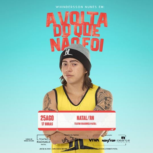 Últimos ingressos para show de Whindersson Nunes em Natal este fim de semana