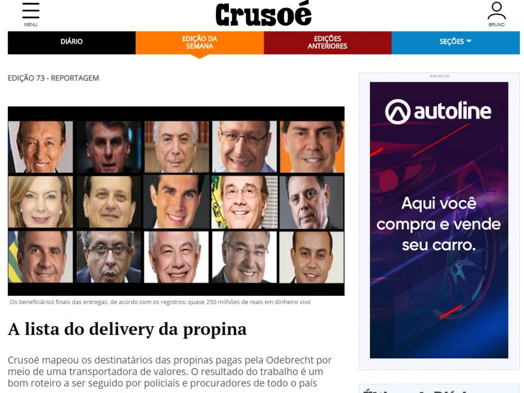 Revista Crusoé diz que Agripino recebeu R$ 1 milhão em propina da Odebrecht