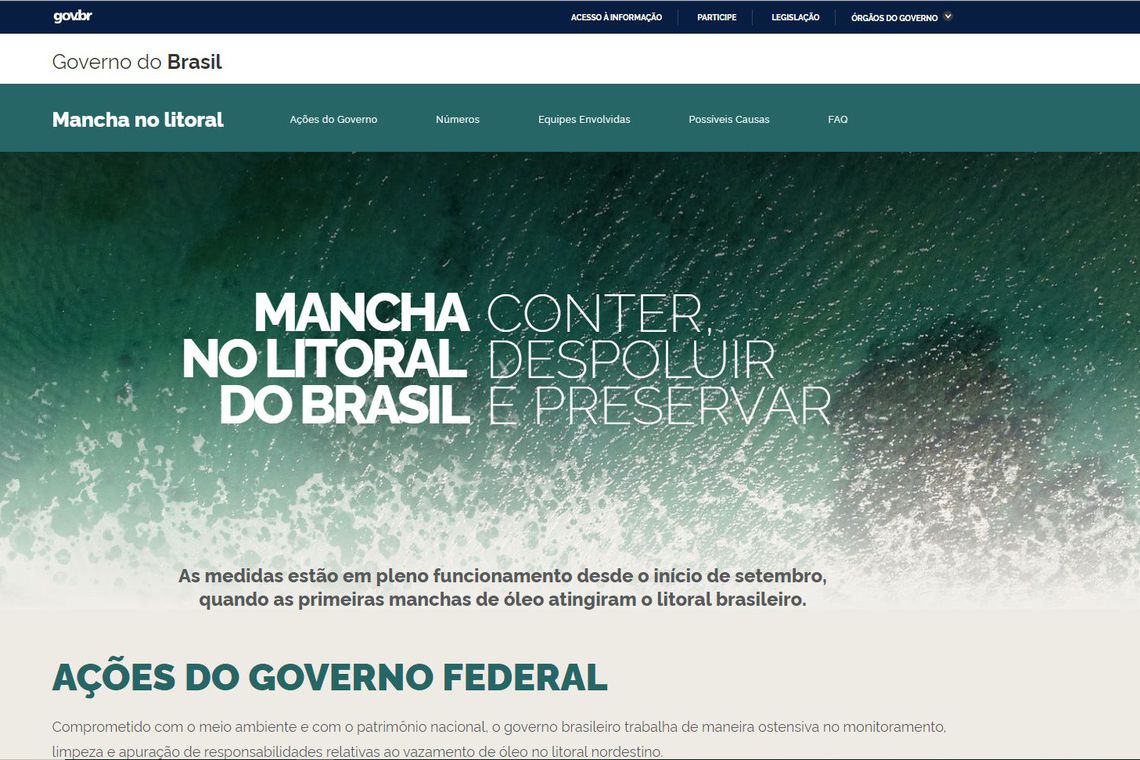 Governo cria portal de informações sobre manchas de óleo