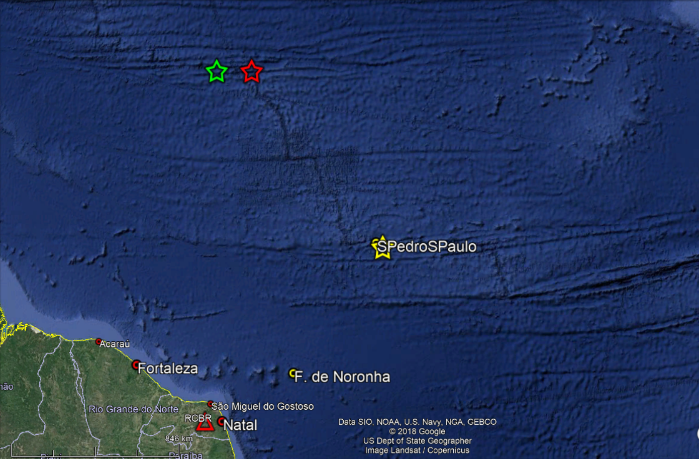 EUA registram 3 tremores no mar próximo ao RN esse mês com magnitude de até 5.5