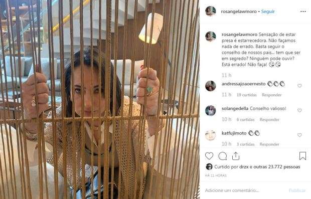 Mulher de Moro simula estar na prisão e aconselha: "Não façamos nada de errado"