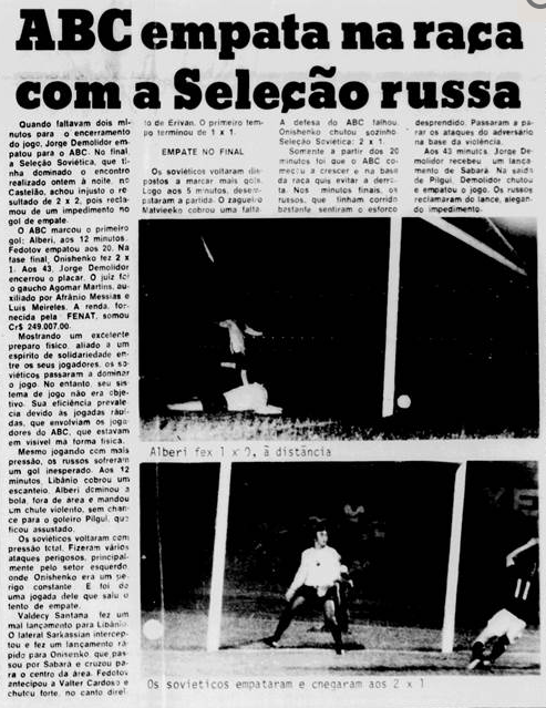 Há 46 anos, ABC x URSS na volta da excursão