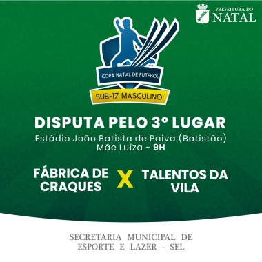 Copa Natal de Futebol Sub-17 terá disputa do 3º lugar neste sábado em Mãe Luíza
