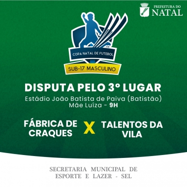 Copa Natal de Futebol Sub-17 terá disputa do 3º lugar neste sábado em Mãe Luíza