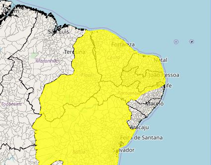 Inmet prevê fortes chuvas e ventos de até 60km em todo o RN; veja