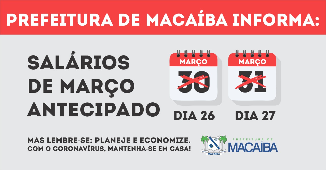 Prefeitura de Macaíba antecipa salários, mas alerta sobre situação futura