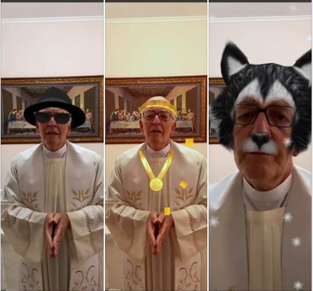 Padre dá bênção on-line e vira meme após usar filtros divertidos "sem querer"