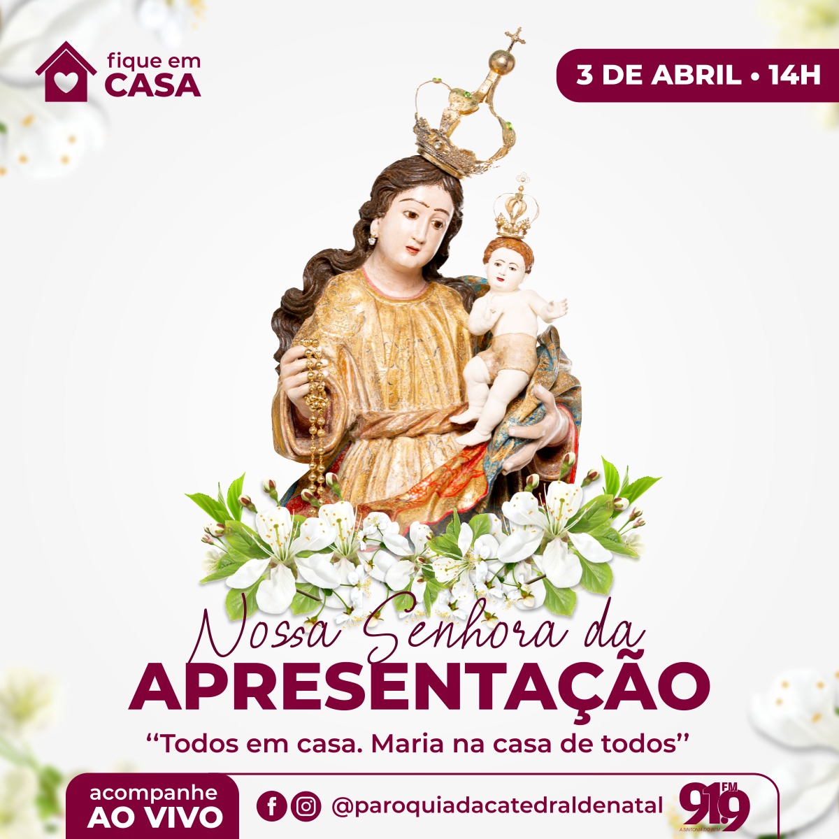 Imagem de Nossa Senhora da Apresentação passará pelas ruas de Natal hoje