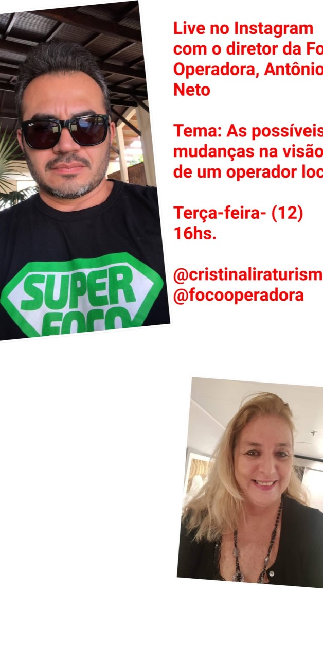 Nesta terça-feira (12) tem live no instagram com o diretor da Foco Operadora