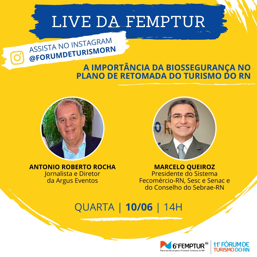 Marcelo Queiroz discute retomada do turismo na live da Femptur nesta 4ªfeira