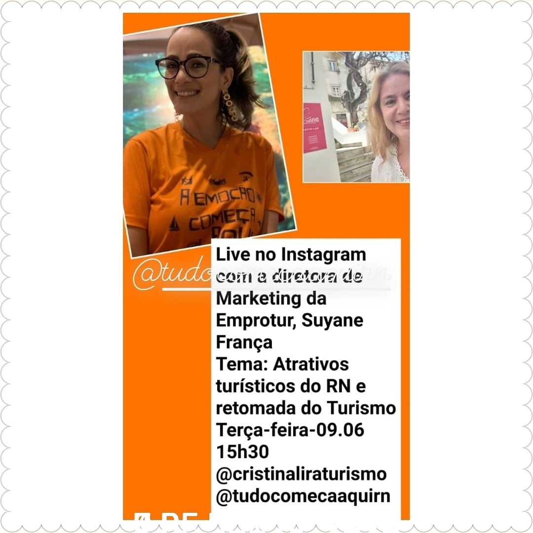 Atrativos Turísticos do RN serão apresentados hoje(09) em live no instagram