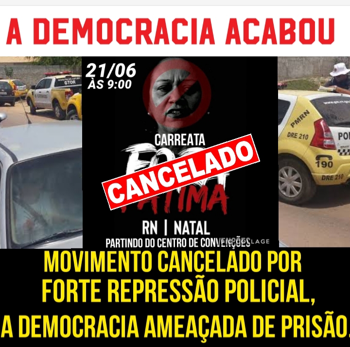 Carreata “Fora Fátima” que seria neste domingo é cancelada pela polícia
