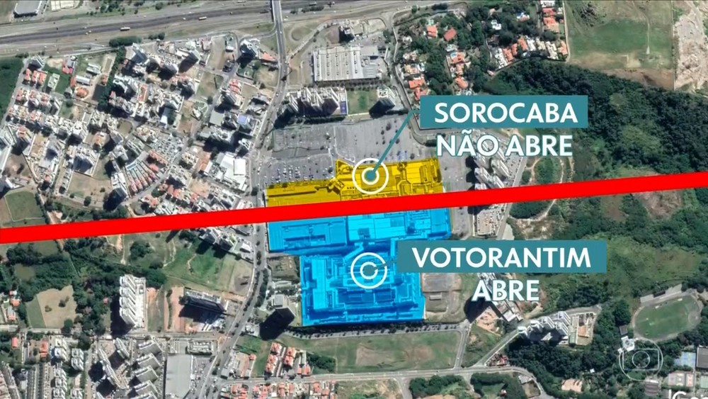 Shopping dividido entre duas cidades pode abrir só pela metade