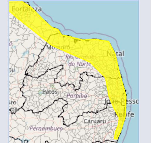 Inmet divulga alerta de fortes chuvas para 89 cidades do RN; veja lista