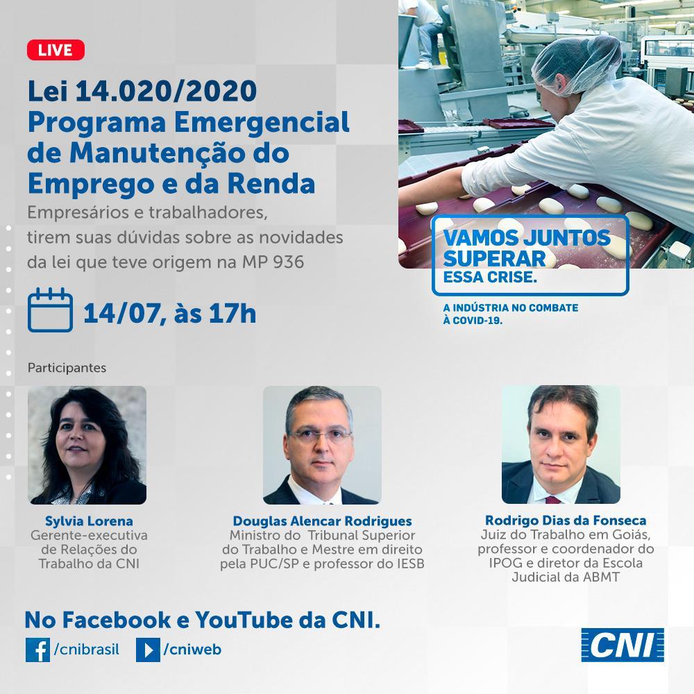 Programa Emergencial de Manutenção do Emprego e Renda será tema de live hoje