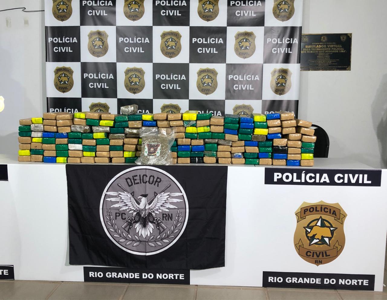 Polícia apreende 169 tabletes de maconha avaliados em R$ 500 mil no RN